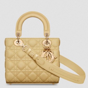 Dior Small Lady Dior My ABCDior Bag in Pastel Yellow Lambskin