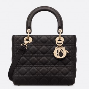 Dior Lady Dior Medium Bag in Noir Grained Calfskin