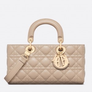 Dior Lady D-Joy Medium Bag In Sand Cannage Lambskin