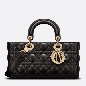 Dior Lady D-Joy Medium Bag In Black Cannage Lambskin