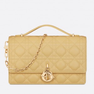 Dior Miss Dior Top Handle Bag in Pastel Yellow Cannage Lambskin