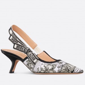 Dior J'Adior Slingback Pumps 65mm In White Toile de Jouy Voyage Motif