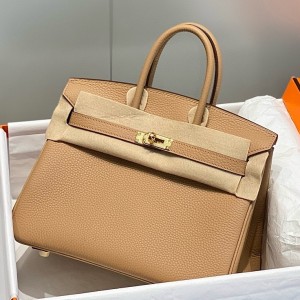 Hermes Birkin 25cm Bag in Chai Clemence Leather with GHW