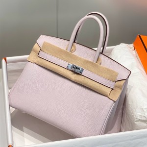 Hermes Birkin 25cm Bag in Mauve Pale Clemence Leather with PHW