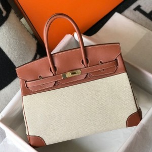 Hermes Birkin 30cm Bag In Canvas With Barenia Leather