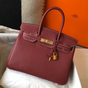 Hermes Birkin 30cm Bag in Bordeaux Clemence Leather with GHW
