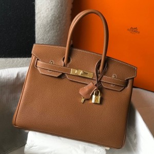 Hermes Birkin 30cm Bag in Gold Clemence Leather with GHW