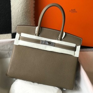 Hermes Birkin 30cm Bag in Taupe Clemence Leather with PHW
