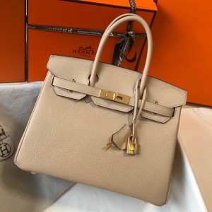 Hermes Birkin 30cm Bag in Trench Clemence Leather with GHW