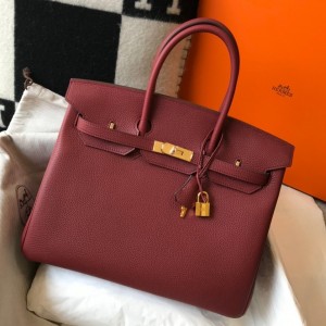 Hermes Birkin 35cm Bag in Bordeaux Clemence Leather with GHW