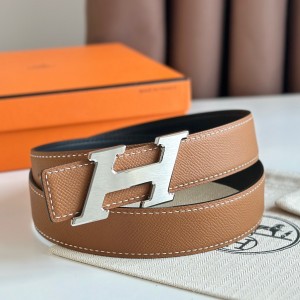 Hermes H Speed Reversible Belt 32MM in Gold Epsom Calfskin