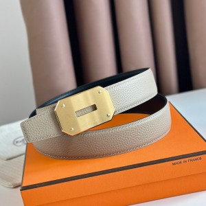 Hermes Neo Reversible Belt 32MM in Trench Clemence Leather