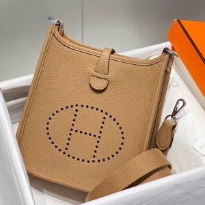 Hermes Mini Evelyne 16 Amazone Bag in Chai Clemence Leather