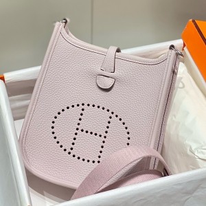 Hermes Mini Evelyne 16 Amazone Bag in Mauve Pale Clemence Leather
