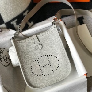 Hermes Mini Evelyne 16 Amazone Bag in Pearl Grey Clemence Leather