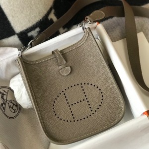 Hermes Mini Evelyne 16 Amazone Bag in Taupe Clemence Leather