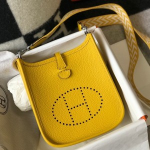 Hermes Mini Evelyne 16 Amazone Bag in Yellow Clemence Leather