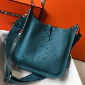 Hermes Evelyne III 29 Bag in Blue Jean Clemence Leather