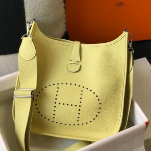 Hermes Evelyne III 29 Bag in Jaune Poussin Clemence Leather