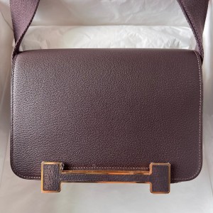 Hermes Geta Handmade Bag In Rouge Sellier Chevre Mysore Leather