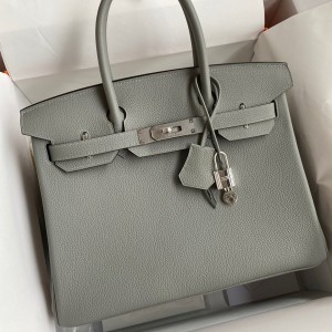 Hermes Birkin 30 Retourne Handmade Bag In Girls Mouette Clemence Leather 