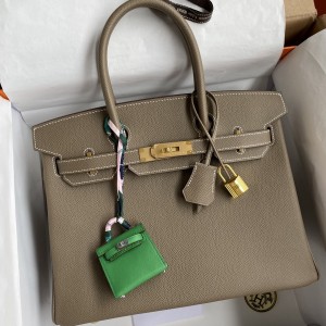 Hermes Birkin 30 Retourne Handmade Bag In Taupe Epsom Calfskin