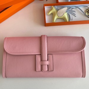 Hermes Jige Elan 29 Clutch Bag In Pink Swift Calfskin
