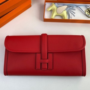 Hermes Jige Elan 29 Clutch Bag In Red Swift Calfskin