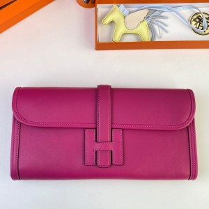 Hermes Jige Elan 29 Clutch Bag In Rose Purple Swift Calfskin