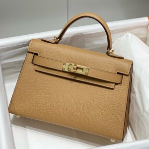 Hermes Kelly Mini II Sellier Bag in Chai Epsom Leather