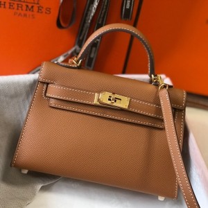 Hermes Kelly Mini II Sellier Bag in Gold Epsom Leather
