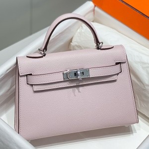 Hermes Kelly Mini II Sellier Bag in Mauve Pale Epsom Leather