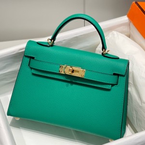Hermes Kelly Mini II Sellier Bag in Vert Jade Epsom Leather