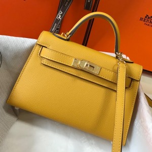 Hermes Kelly Mini II Sellier Bag in Yellow Epsom Leather
