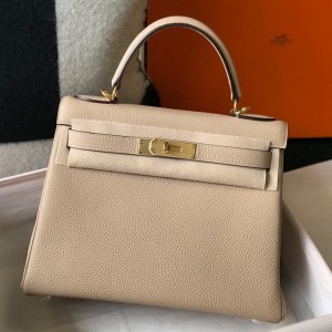 Hermes Kelly 25cm Retourne Bag in Trench Clemence Leather with GHW
