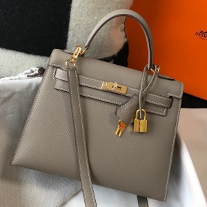 Hermes Kelly 25cm Sellier Bag in Gris Asphalt Epsom Leather with GHW