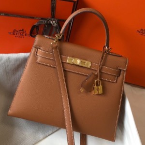 Hermes Kelly 25cm Sellier Bag in Gold Epsom Leather with GHW