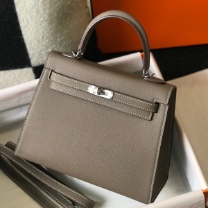 Hermes Kelly 25cm Sellier Bag in Taupe Epsom Leather with PHW