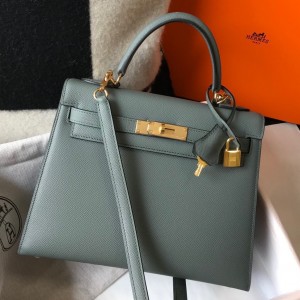 Hermes Kelly 25cm Sellier Bag in Vert Amande Epsom Leather with GHW