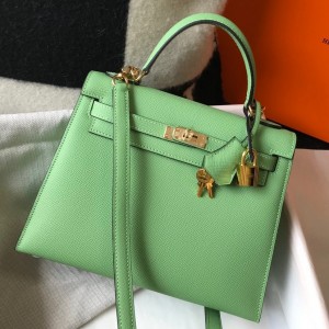 Hermes Kelly 25cm Sellier Bag in Vert Cypres Epsom Leather with GHW