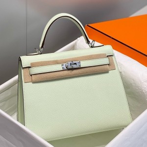Hermes Kelly 25cm Sellier Bag in Vert Fizz Epsom Leather with PHW
