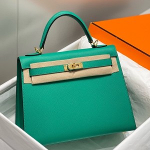 Hermes Kelly 25cm Sellier Bag in Vert Jade Epsom Leather with GHW