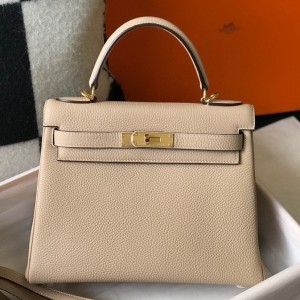 Hermes Kelly 28cm Retourne Bag in Trench Clemence Leather with GHW
