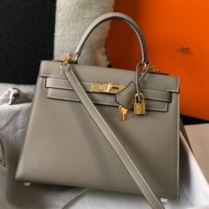 Hermes Kelly 28cm Sellier Bag in Gris Asphalt Epsom Leather with GHW