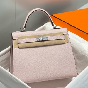 Hermes Kelly 28cm Sellier Bag in Mauve Pale Epsom Leather with PHW