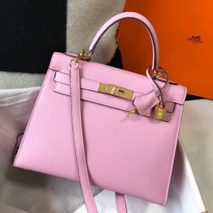 Hermes Kelly 28cm Sellier Bag in Mauve Sylvestre Epsom Leather with GHW