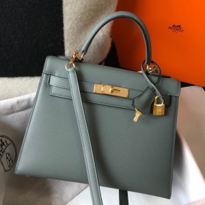 Hermes Kelly 28cm Sellier Bag in Vert Amande Epsom Leather with GHW