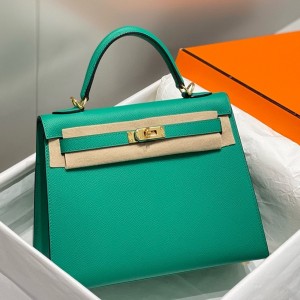 Hermes Kelly 28cm Sellier Bag in Vert Jade Epsom Leather with GHW