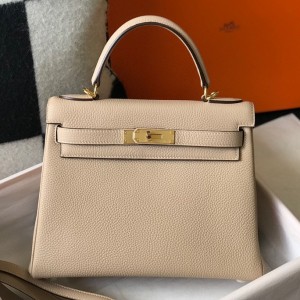 Hermes Kelly 32cm Retourne Bag in Trench Clemence Leather with GHW