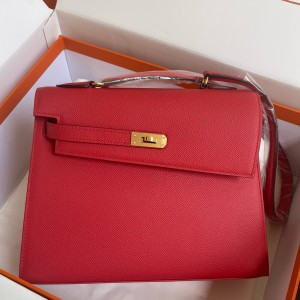 Hermes Kelly En Desordre 20 Handmade Bag in Black Epsom Calfskin